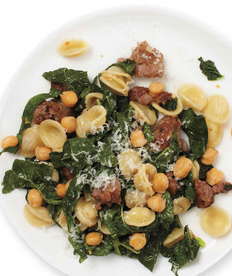  The Spicy Olive Garbanzo Bean, Sausage, and Kale Pasta