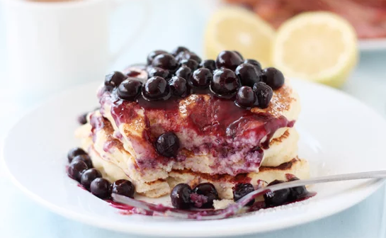 Lemon Ricotta Pancakes with Blueberry Balsamic sauce