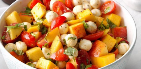 Peach, Mango, Tomato Caprese Salad