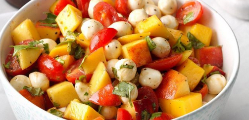 The Spicy Olive's Peach, Mango and Tomato Caprese Salad The Spicy Olive's Peach, Mango and Tomato Caprese Salad
