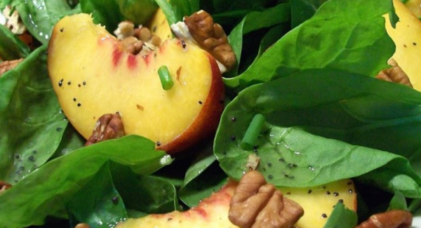 The Spicy Olive's Peach Spinach Salad