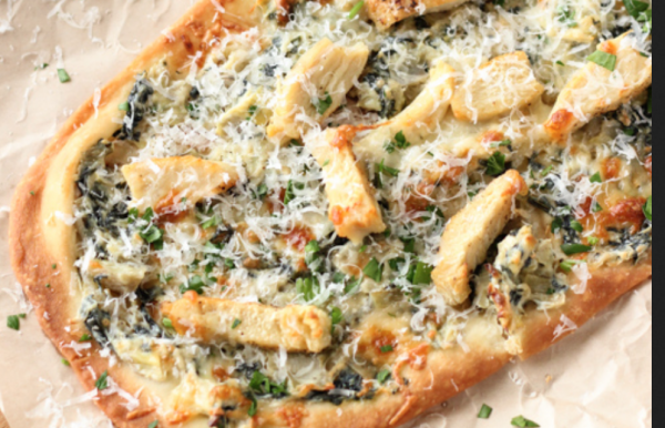 The Spicy Olive's Spinach Artichoke Flatbread