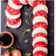 Spicy Olive Candy Cane Caprese Salad