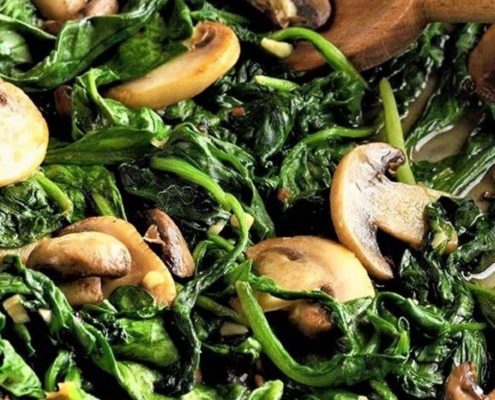 The Spicy Olive's Sauteed Spinach and Mushrooms