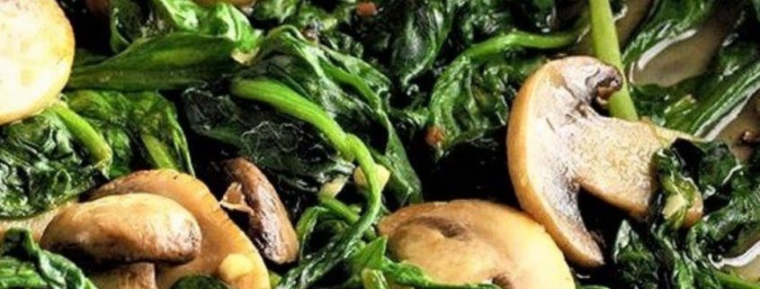 The Spicy Olive's Sauteed Spinach and Mushrooms