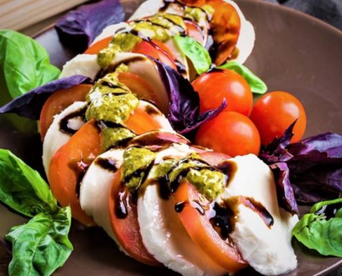 Spicy Olive Lavender Caprese Salad