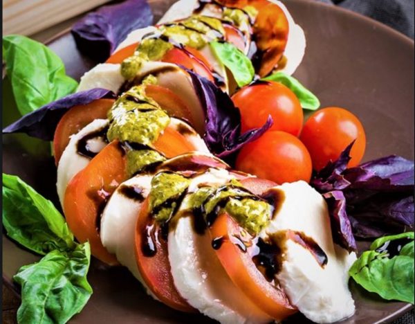 The Spicy Olive's Caprese Salad with Lavender Blasamic
