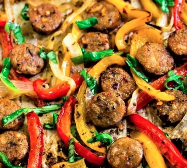 The Spicy Olive's Beer Braised Sausages and Peppers