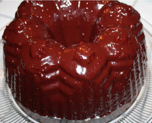 Chocolate Raspberry Glazed Bundt cake