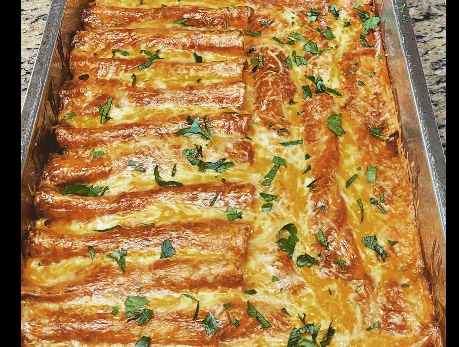 Spicy Oliv'es Baklouti Green Chili Chicken and Cheese Enchiladas