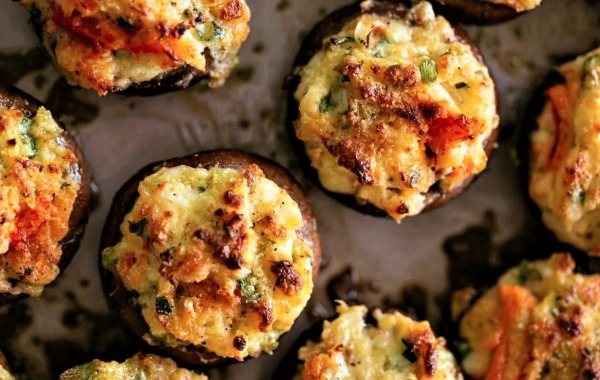 The Spicy Olive's Crab Stuffed Mushrooms